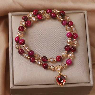 Fortune Red Tiger Eye Stone Crystal Bracelet