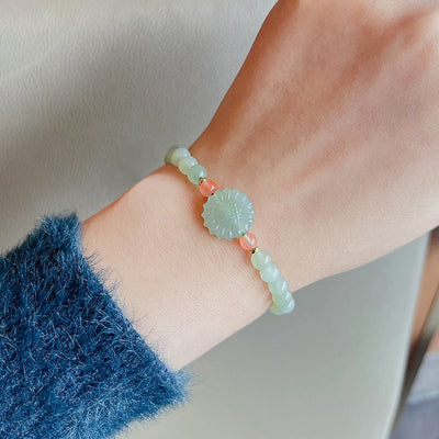 Sunflower • Emerald Jade stone Bracelet