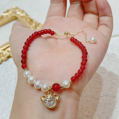 Pearl red agate bracelet