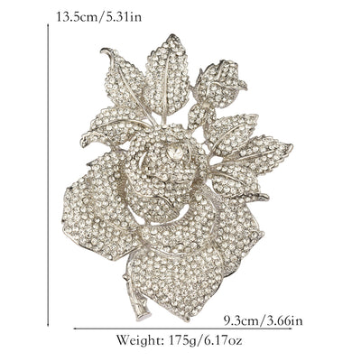 Full diamond rose alloy brooch