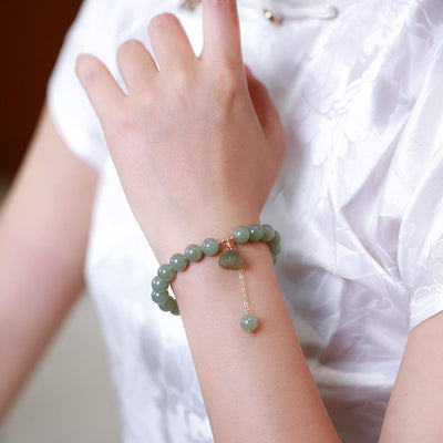 Fortune lotus • Natural Emerald Jade stone Bracelet
