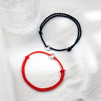 Lucky Clasp  S925 Sterling Silver Braided Rope Anklet