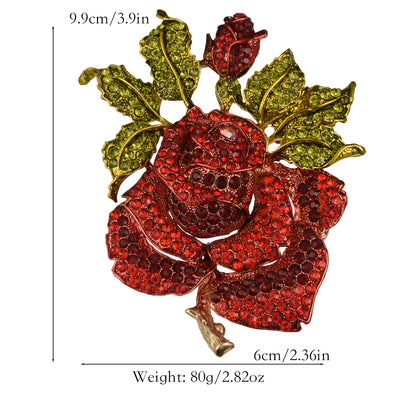 Full diamond rose alloy brooch