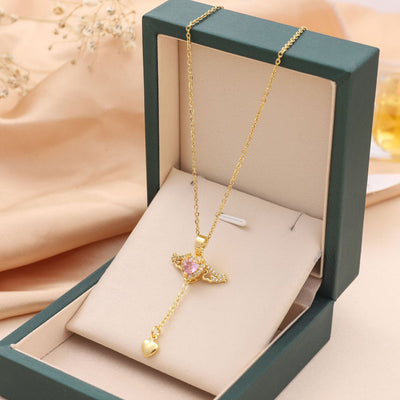 Cupid angel wings love necklace