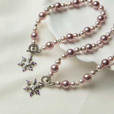 Lilac Pearl & Starburst Crystal Necklace