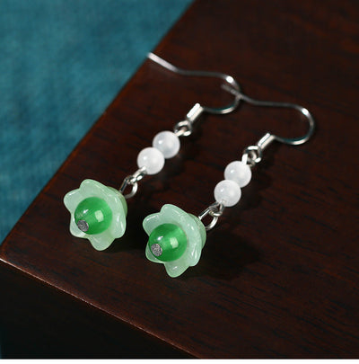 925 Silver Jade Tulip Earrings