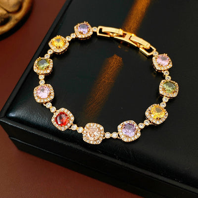 18K Gold Multi-Color Crystal Bracelet