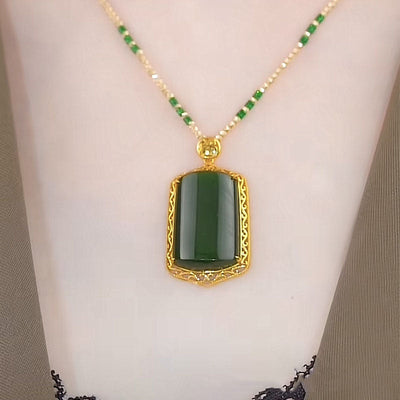 Rectangular natural agate necklace