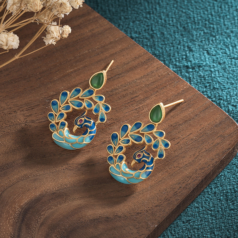 Peacock ? Agate earrings