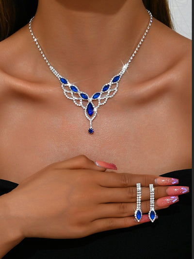 Rhinestone Super Sparkling Water Drop Jewelry Set
