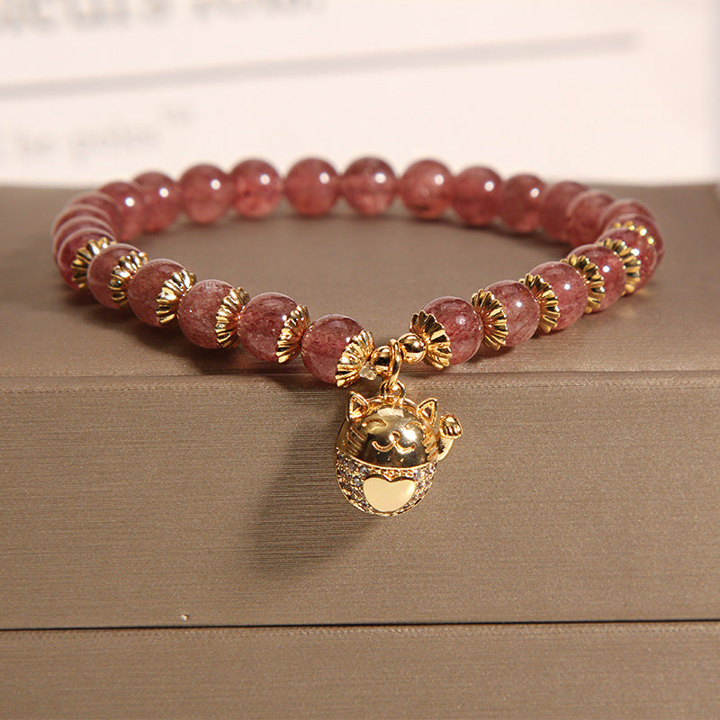 Lucky Cat ? Strawberry Crystal Bracelet