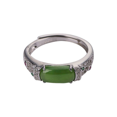 Retro Saddle Emerald Jade Stone Ring