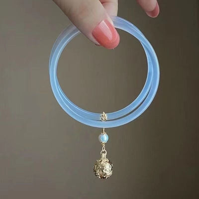 Slim Natural Emerald Jade Stone Bracelet