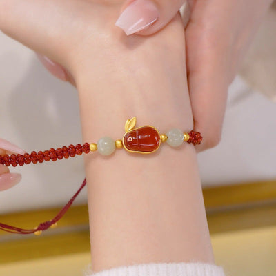 Running Bunny • Red agate braided bracelet