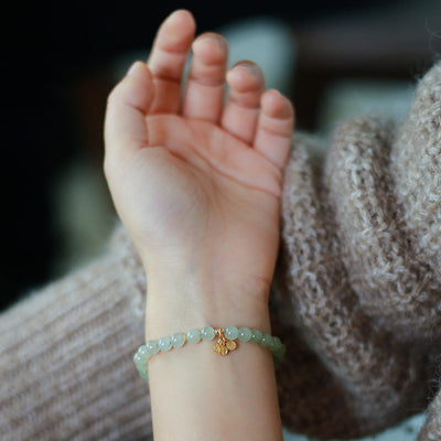 Lucky Card • Natural Emerald Jade Bead Gradient Bracelet