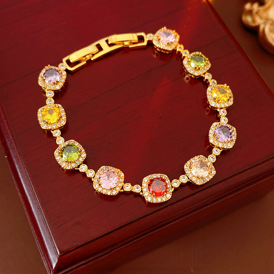 18K Gold Multi-Color Crystal Bracelet