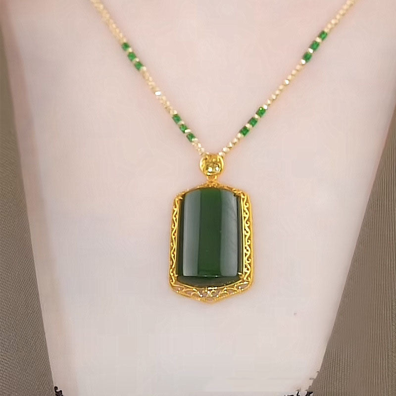 Rectangular natural agate necklace