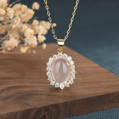 Diamond Emerald Jade stone necklace