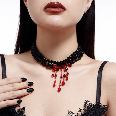 Gothic pearl crystal necklace