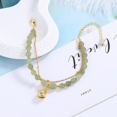 Lucky Bell • Emerald Jade stone bracelet