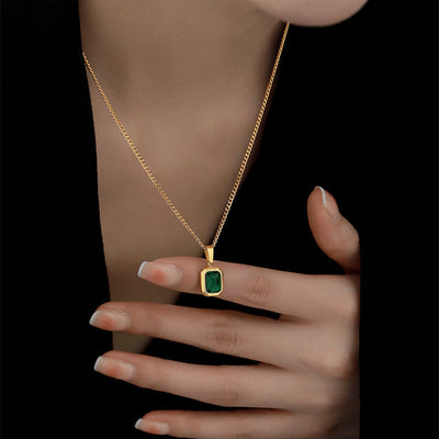 Emerald Jade 18K Gold Necklace
