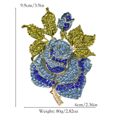Full diamond rose alloy brooch