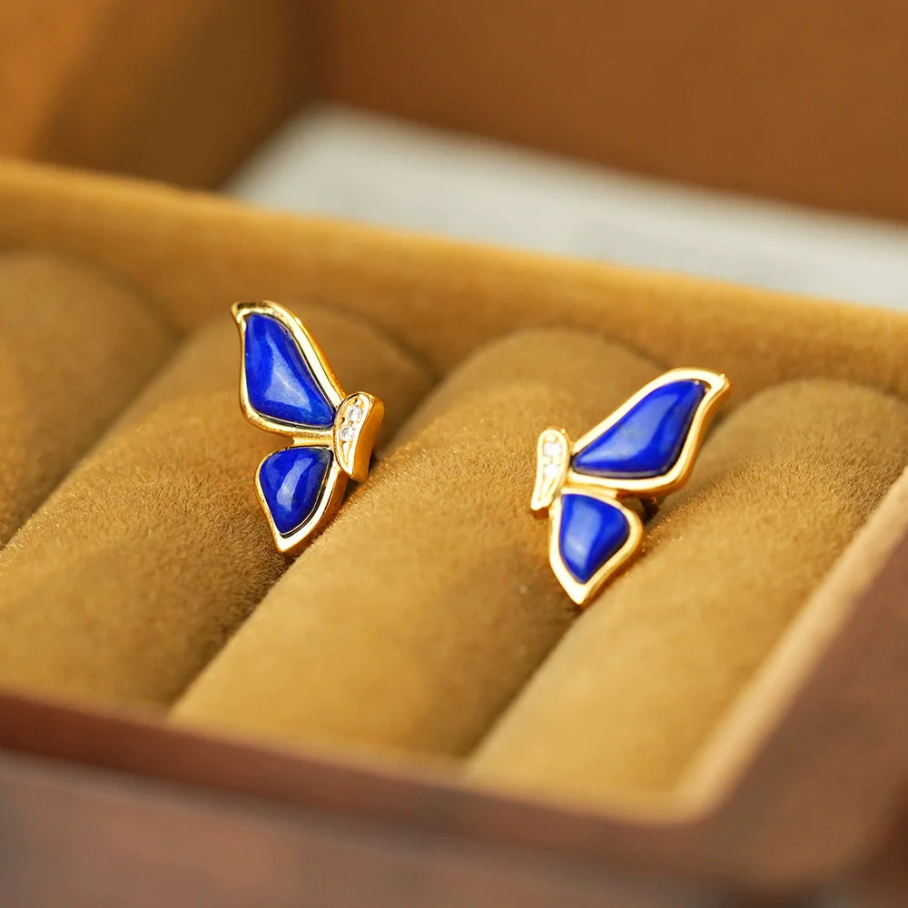 18K gold lapis lazuli earrings