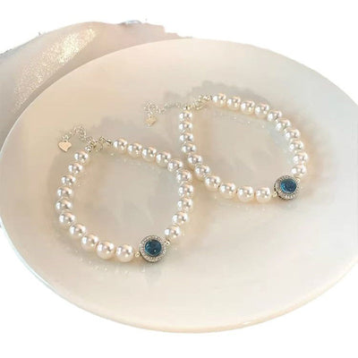 Round Bead Crystal Natural Freshwater Pearl Bracelet