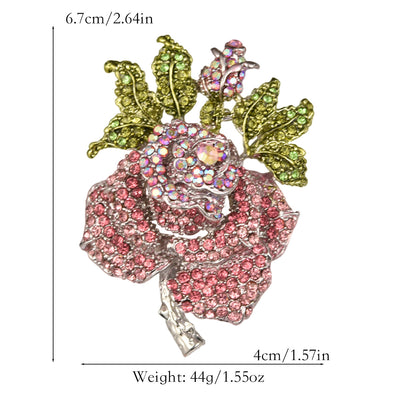 Full diamond rose alloy brooch