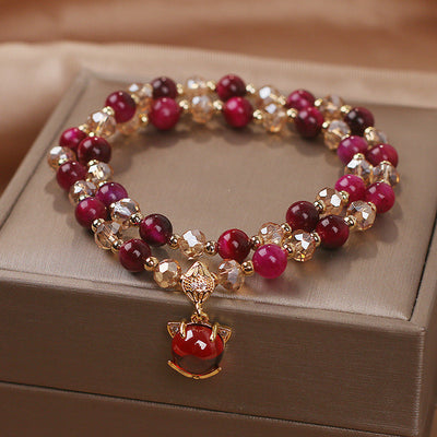 Fortune Red Tiger Eye Stone Crystal Bracelet