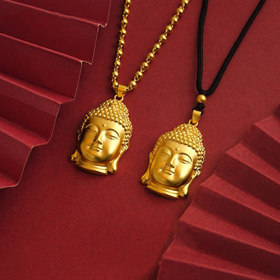 Gold Buddha head pendant necklace
