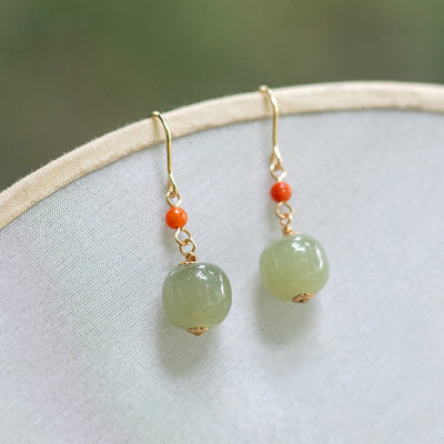Wealth & Abundance • Natural Emerald Jade stone earrings