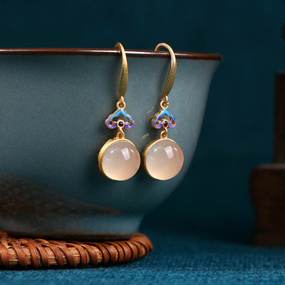 18K Gold Cloud Jade Earrings