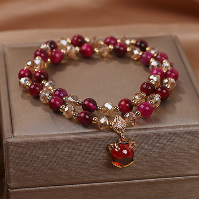 Fortune Red Tiger Eye Stone Crystal Bracelet