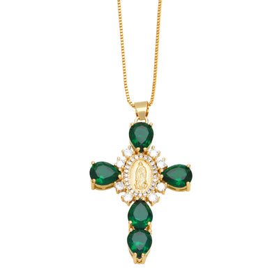 Our Lady of the Cross Gemstone Necklace