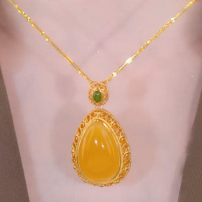 Lucky petal beeswax pendant necklace