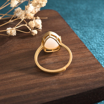 Cyan Lotus Emerald Jade Stone Ring