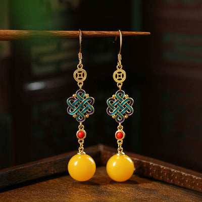 18K Gold Amber Earrings