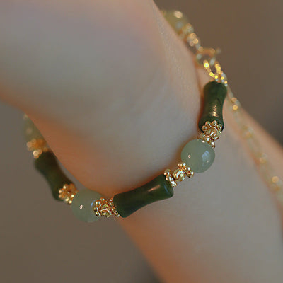 Natural Emerald Jade stone Bamboo Bracelet