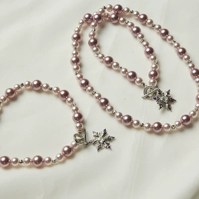 Lilac Pearl & Starburst Crystal Necklace