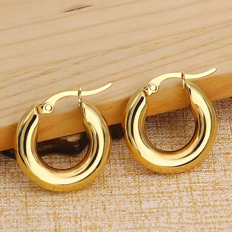 18K Gold Twisted Hoop Earrings
