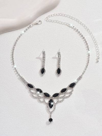 Rhinestone Super Sparkling Water Drop Jewelry Set