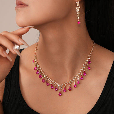 Rhinestone-Red Crystal Duo Necklace