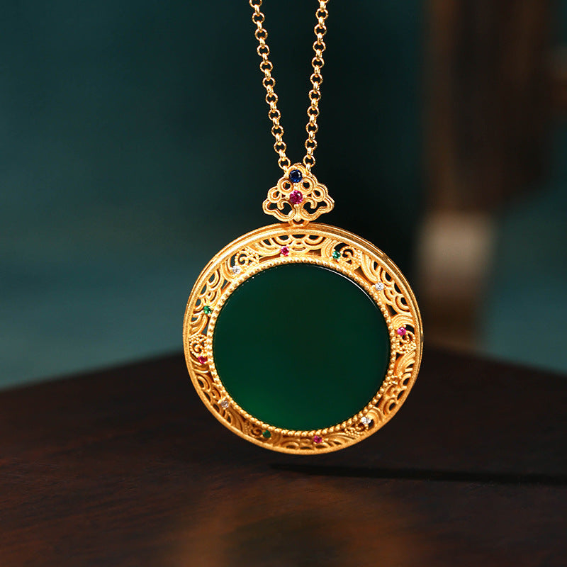 Clouds Jade Plate Pendant Necklace