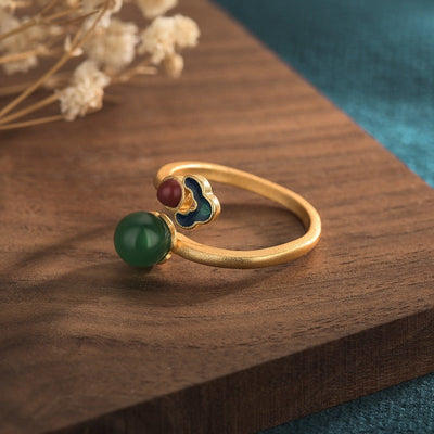 Vintage agate stone open ring