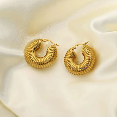 18K Gold Twisted Hoop Earrings