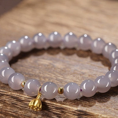 Lotus pod • Natural Violet Emerald Jade Stone Bracelet