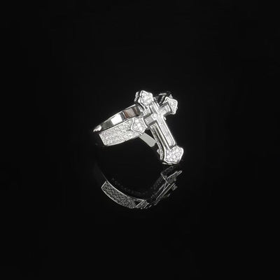 Cross diamond ring