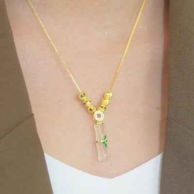 Jade Bamboo Pendant Necklace