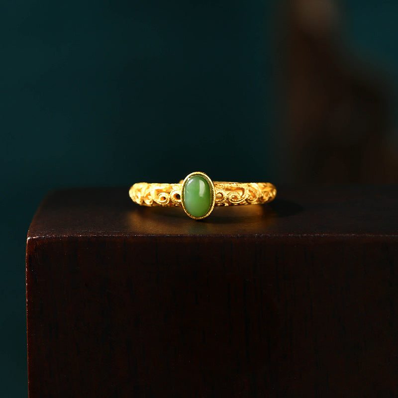Lucky Hollow Engraved Cloud Pattern Ring